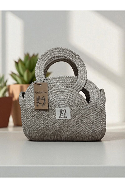 Caterina Collection حقيبة سوبرا متوسطة رمادية