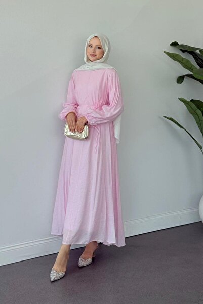 Hazamoda فستان تاليا بريميوم باللون الوردي