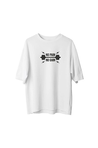 SVART WEAR No Pain No Gain Front Side Printed Gym Oversize Tshirt T-Shirt 100% Cotton