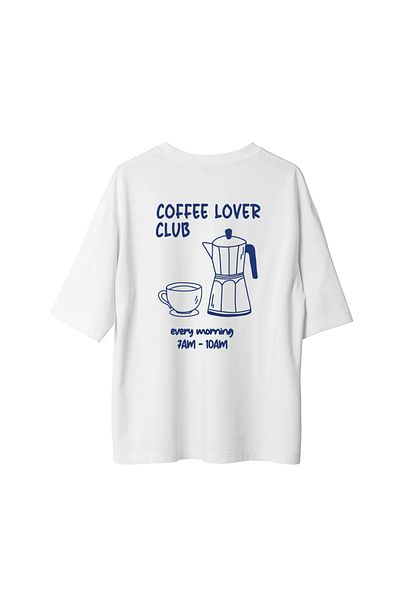 SVART WEAR Coffee Lover Club Coffee Love Printed Oversize Tshirt T-Shirt 100% Cotton