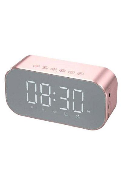 fun zone Mini Alarm Clock Bluetooth Wireless Speaker Rose Gold/Grey
