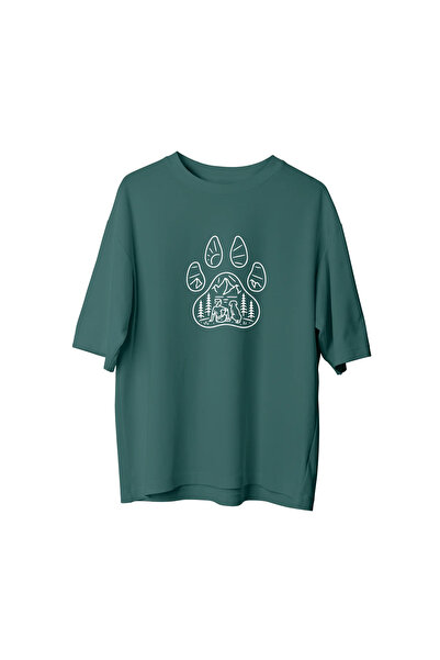 SVART WEAR تي شيرت Wild Paw Paw ذو طباعة أمامية كبيرة الحجم مصنوع من القطن بن...