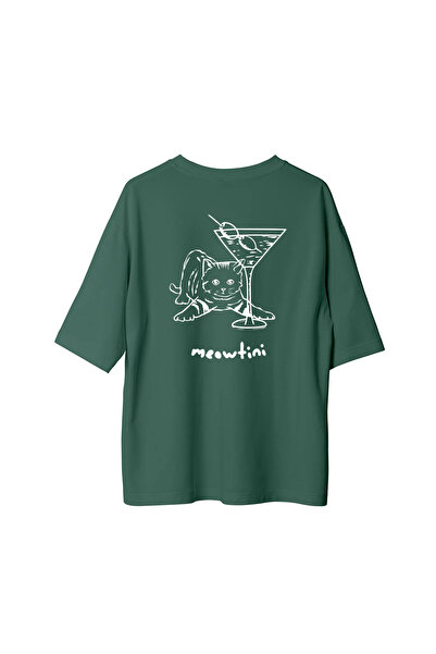 SVART WEAR Meowtini Cat Martini Πίσω πλευρά με τύπωμα oversized Μπλουζάκι 100% βαμβάκι