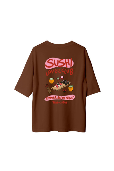 SVART WEAR Sushi Lover Club Backside Printed Oversize Tshirt T-Shirt 100% Cotton