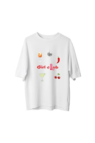 SVART WEAR Girl Club Girl Printed Oversize Tshirt T-Shirt 100% Cotton