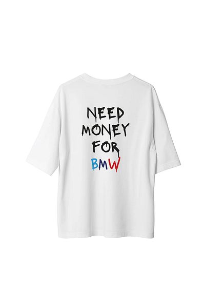 SVART WEAR Need Money for Bmw Backside Printed Oversize Tshirt T-Shirt 100% Cotton