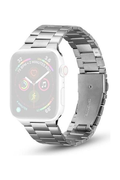 fun zone HuHa Ultra-thin Three-bead Metal Replacement Strap Watchband For Apple Watch Series 1/2/3/4/5/6/7/SE