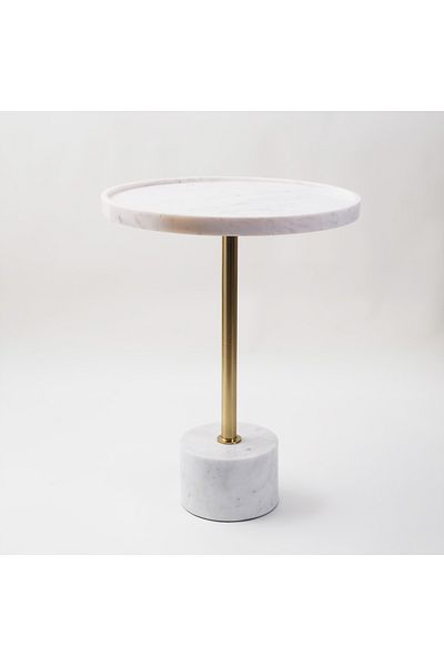 homez White Marble Side Table 40*40*45 Cm