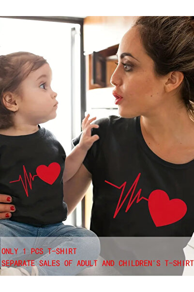 SVART WEAR Set de tricouri combinat pentru mamă și fiică Love cu imprimeu tri...