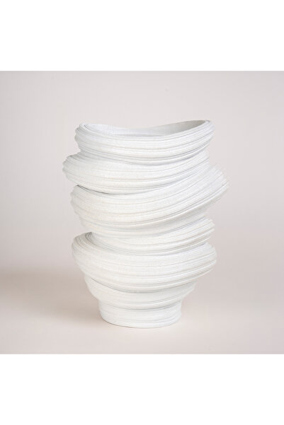 homez Off-white resin ribbed vase 26.7*24.5*32.6 cm