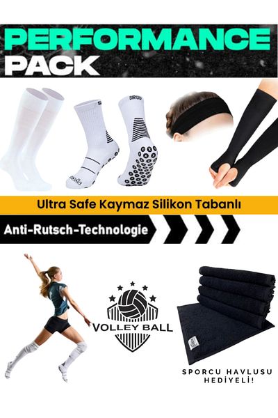 Bellanora 8-Piece Children's Volleyball Set - Knee Pad & Headband & Non-Slip Rubber Sole Match Socks & Sports Towel Set