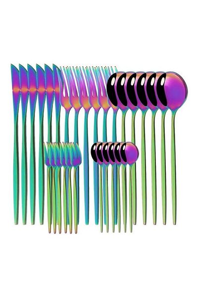 XIUWOO 30-Piece Stainless Steel Cutlery Set Multicolour
