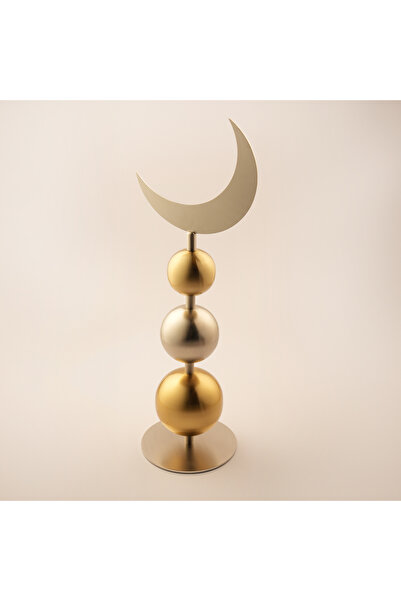 homez هلال رمضان معدني بقاعدة كروية، أسود 59*17*20 سم