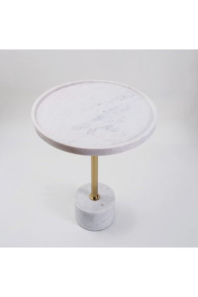 homez White Marble Side Table 40*40*45 Cm