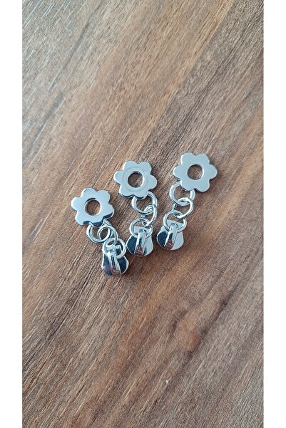 NGA's 10 adet Gümüş Rengi Papatya Şekilli Kaliteli Fermuar Başlığı T6