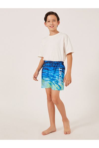 Styli Printed Elastic Waist Swim Shorts