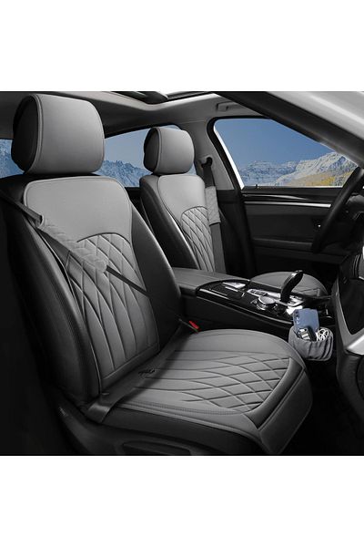 Elindor Set of 2 waterproof car seat covers with storage pocket and seat belt pads, Grey