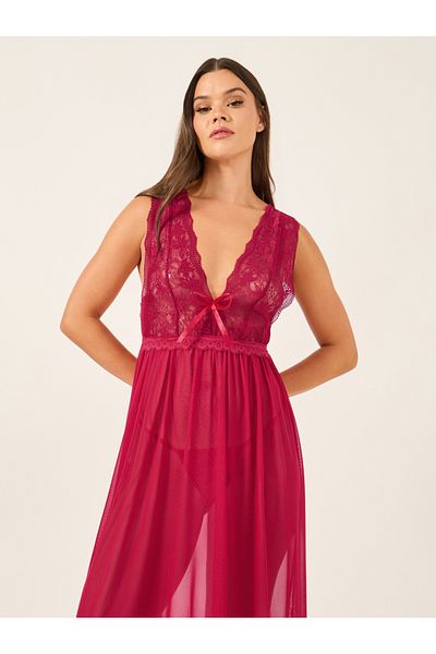 Styli Floral Lace and Scallop Edge Babydoll with Briefs