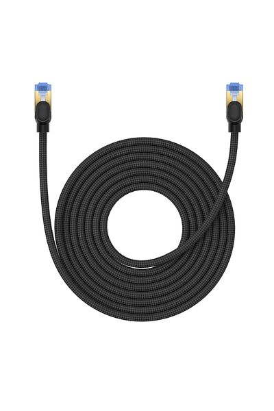 Baseus Szybki kabel sieciowy LAN RJ45 cat.7 10Gbps plecionka 8m czarny