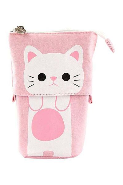 fun zone Cat Printed Pencil Case Pink/White