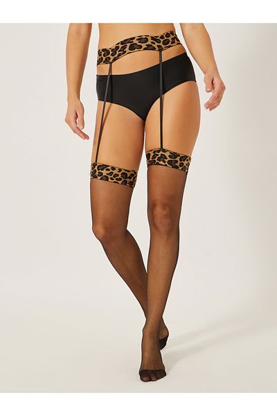 Styli Animal Print Garter Strap Stockings
