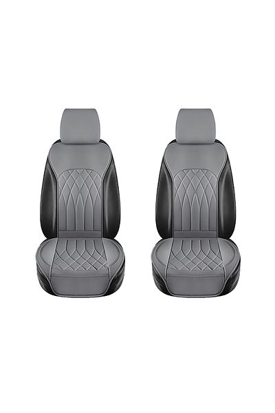 Elindor Set of 2 waterproof car seat covers with storage pocket and seat belt pads, Grey