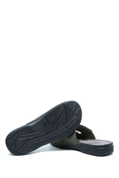 Kifidis SIB4412 Natura Erkek Çift Bantlı Anatomik Deri Terlik 40-45 Haki/Khaki