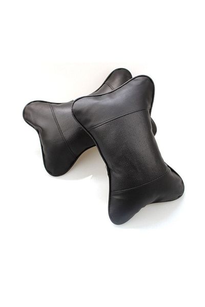 REDz Accessories Super Comfortable Car Headrest Pillow, Soft Cotton and -Leather, Black