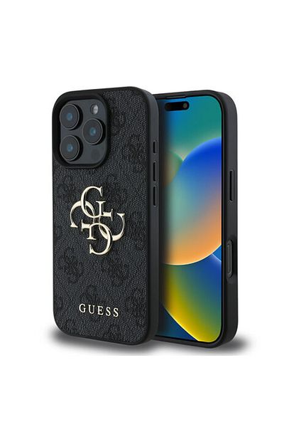 Guess iPhone 16 Pro Max back cover, with original logo and leather design approved by the global brand Guess.