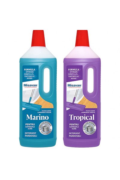 Misavan Soluții de curățare a podelelor DUO – Tropical & Marino, 2 x 800 ml