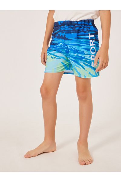 Styli Printed Elastic Waist Swim Shorts