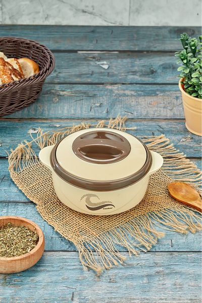 Elista 3149 Food Thermos - Leakproof Locking Lid Storage Container Stainless Steel Sefertası 1000 ml Beige