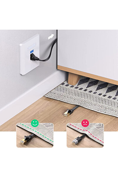 Ugreen Płaski kabel sieciowy patchcord LAN RJ45 Ethernet Cat. 6 3m czarny