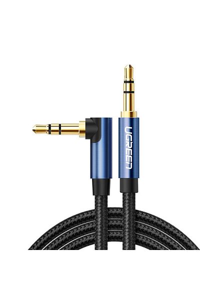 Ugreen Przewód kabel kątowy AUX 2x mini jack 3.5mm 1.5m niebieski