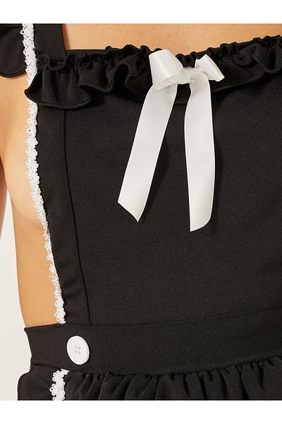 Styli طقم بيبي دول وسروال داخلي قصير مع فيونكة ساتان متباينة اللون ومئزر مزخرف