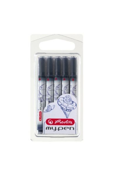Herlitz My.pen Universal Cartridges, Material Plastic, Ink Color Blue, Set of 5
