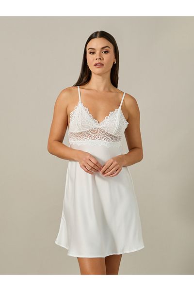 Styli Lace Bodice Satin Babydoll