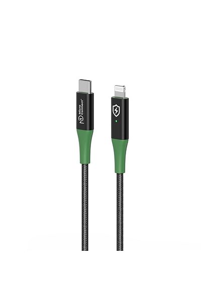 MicroConnect Kabel Smart Charge MFI USB-C na Lightning 2m Czarno-Zielony, MC-SMART USB C-L-2