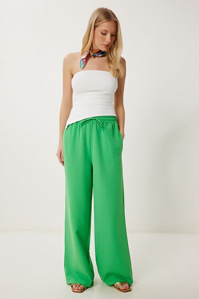 Lovelyİstanbul Wide Leg Linen Trousers Ldp0071 Light Green