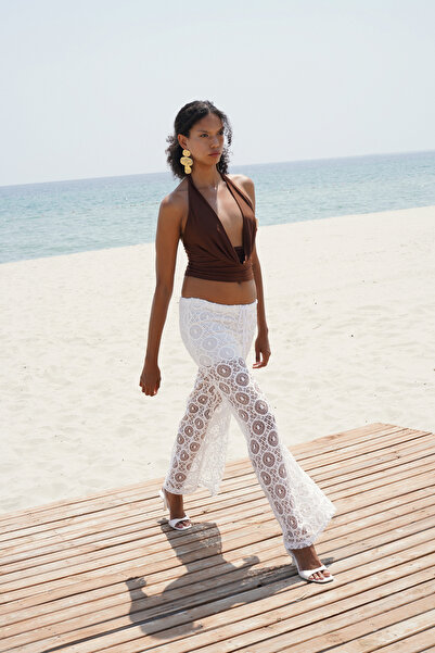 THEIA WEAR Degaje Yaka Crop Brown Women's / Girls' Blouse Stylish Casual