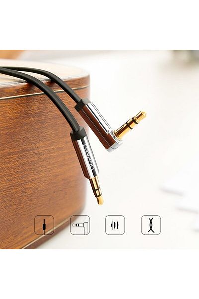 Ugreen Płaski kabel przewód audio AUX 3.5 mm mini jack 5m srebrny