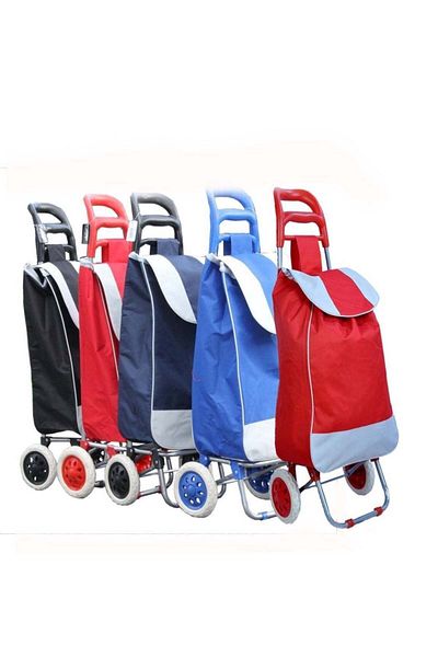 Türkiye 1Pcs Random Color 2 Wheels Foldable Grocery Shopping Trolley Detachable Bag