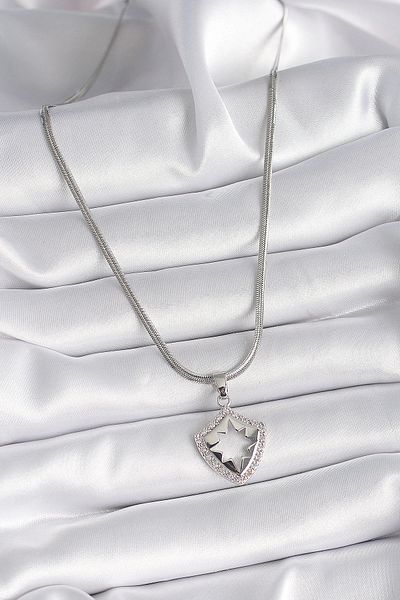 ALFA AKSESUAR 03 316L Steel Silver Color Italian Chain Zircon Stone Pole Star Processing Model Women's Necklace - Tj-Bko953