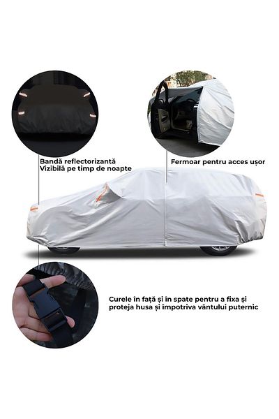 Elindor Premium 6-Layer Car Cover, Waterproof, UV Protection, Universal for Hatchback, Size M, 382*165*120cm
