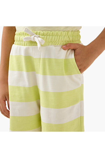 Juniors Striped Shorts with Drawstring Closure
