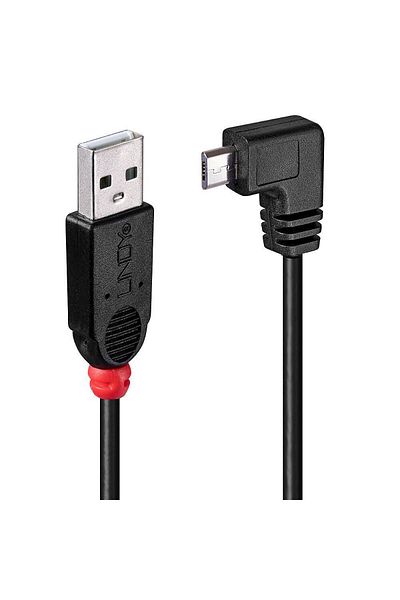 Inna marka Cablu USB 2.0 Lindy, 2m, tip A la Micro-B, unghiular 90°, 31977