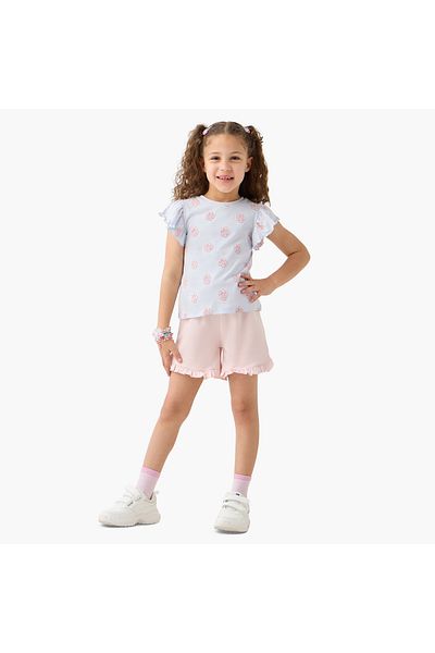 Juniors Solid Shorts with Elasticated Waistband and Frill Detail