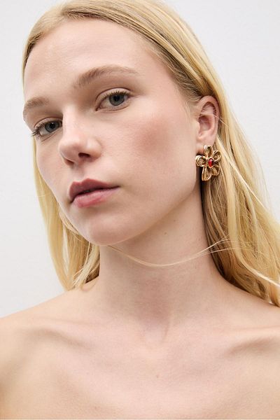 Stradivarius Set of 2 pairs of enamelled flower earrings
