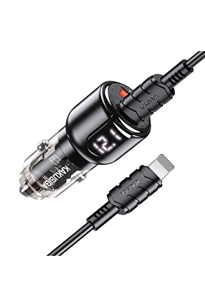 REDz Accessories Σετ φορτιστή αυτοκινήτου KSC-1174 με καλώδιο Lightning, γρήγορη φόρτιση 75W, μαύρο