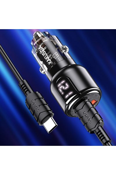 REDz Accessories Set încărcător auto KSC-1174 cu cablu Type-C, încărcare rapidă 75W, negru
